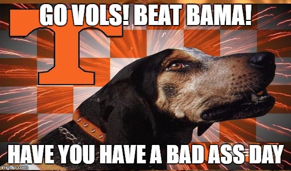 Smokey | GO VOLS! BEAT BAMA! HAVE YOU HAVE A BAD ASS DAY | image tagged in vols | made w/ Imgflip meme maker