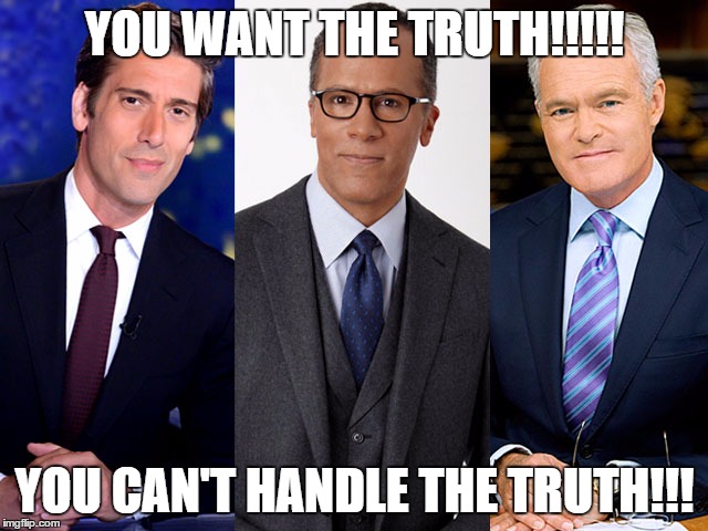YOU WANT THE TRUTH!!!!! YOU CAN'T HANDLE THE TRUTH!!! | image tagged in talking heads,news | made w/ Imgflip meme maker