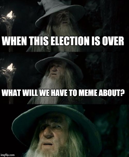 Confused Gandalf | WHEN THIS ELECTION IS OVER; WHAT WILL WE HAVE TO MEME ABOUT? | image tagged in memes,confused gandalf | made w/ Imgflip meme maker