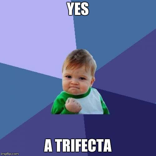 Success Kid Meme | YES A TRIFECTA | image tagged in memes,success kid | made w/ Imgflip meme maker