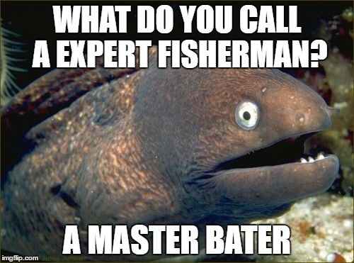 Bad Joke Eel | WHAT DO YOU CALL A EXPERT FISHERMAN? A MASTER BATER | image tagged in memes,bad joke eel | made w/ Imgflip meme maker