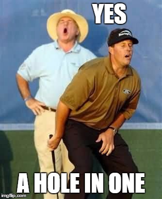 GOLF | YES; A HOLE IN ONE | image tagged in golf | made w/ Imgflip meme maker