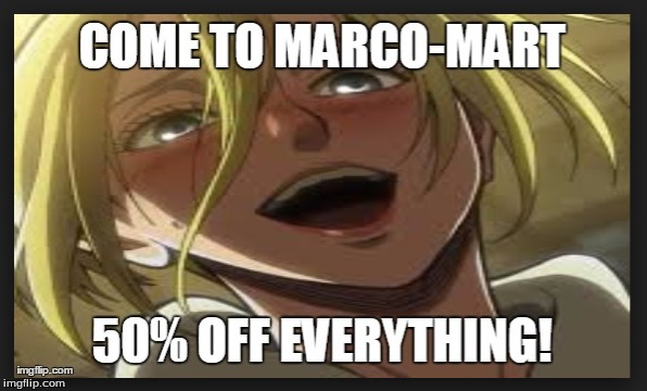 I'm literally crying right now | image tagged in memes,attack on titan,annie,poor marco | made w/ Imgflip meme maker