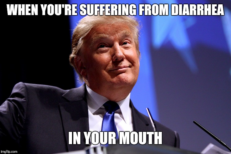 Donald Trump | WHEN YOU'RE SUFFERING FROM DIARRHEA; IN YOUR MOUTH | image tagged in donald trump | made w/ Imgflip meme maker