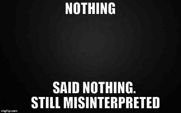 Blank | NOTHING; SAID NOTHING.    
STILL MISINTERPRETED | image tagged in blank | made w/ Imgflip meme maker