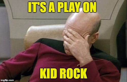 Captain Picard Facepalm Meme | IT'S A PLAY ON KID ROCK | image tagged in memes,captain picard facepalm | made w/ Imgflip meme maker