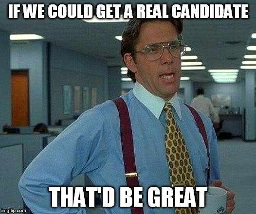 That Would Be Great Meme | IF WE COULD GET A REAL CANDIDATE THAT'D BE GREAT | image tagged in memes,that would be great | made w/ Imgflip meme maker