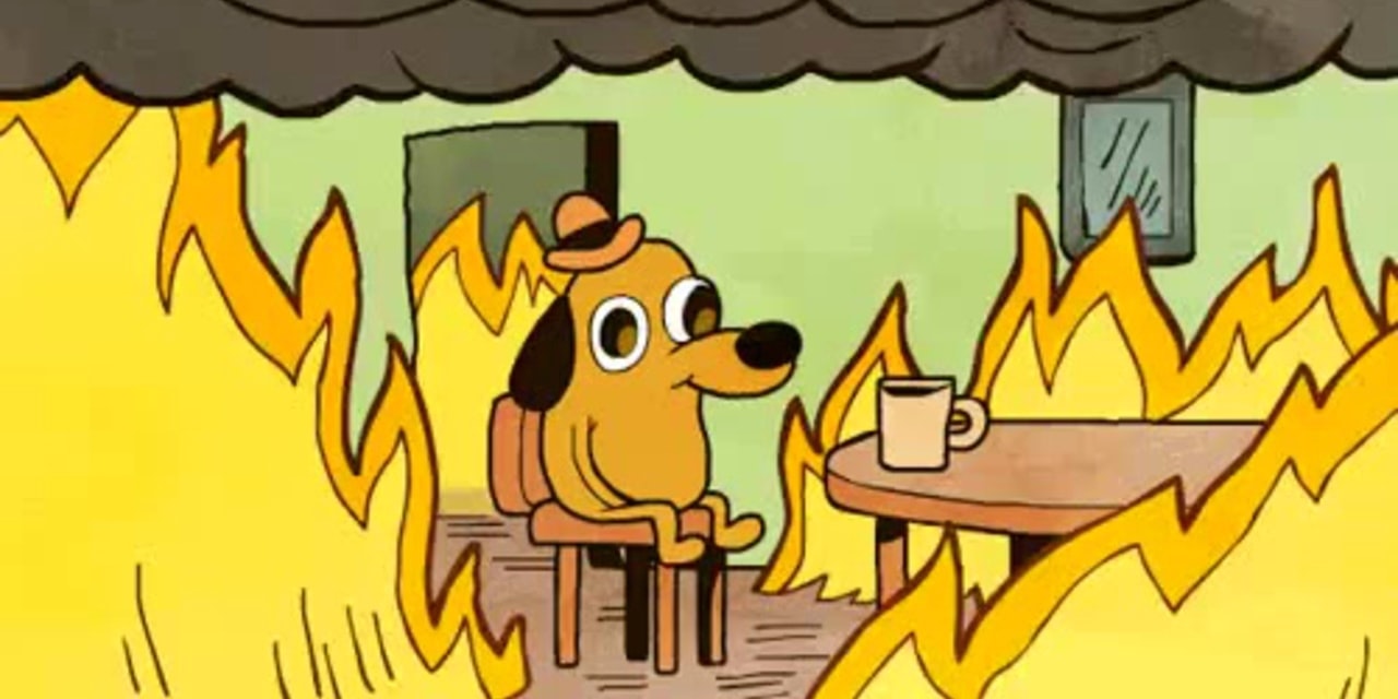 Dog on fire Blank Meme Template