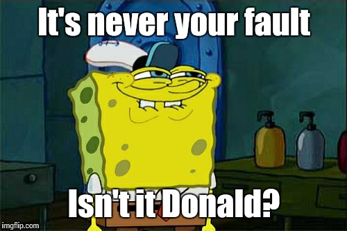 Don't You Squidward Meme | It's never your fault Isn't it Donald? | image tagged in memes,dont you squidward | made w/ Imgflip meme maker