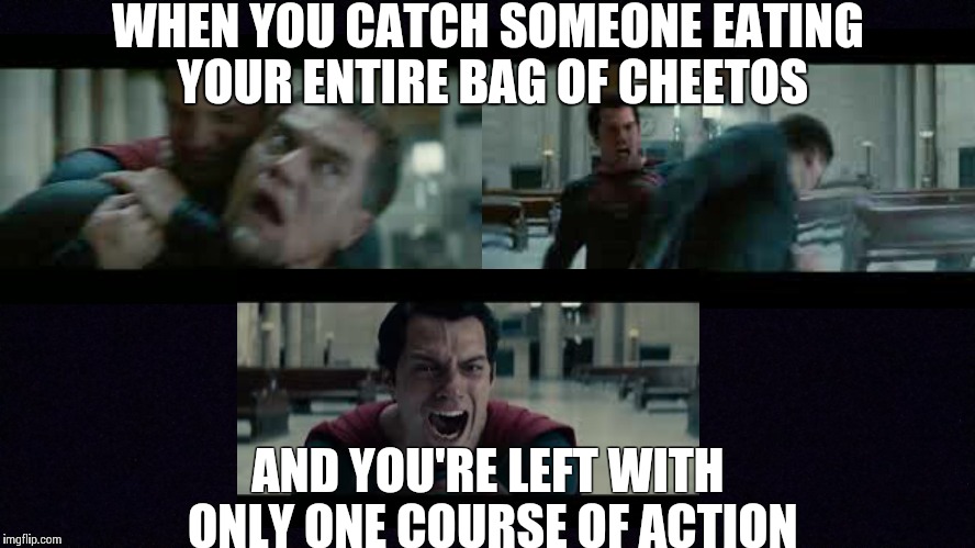 My cheetos! | WHEN YOU CATCH SOMEONE EATING YOUR ENTIRE BAG OF CHEETOS; AND YOU'RE LEFT WITH ONLY ONE COURSE OF ACTION | image tagged in memes | made w/ Imgflip meme maker