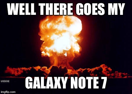 WELL THERE GOES MY; GALAXY NOTE 7 | image tagged in samsung note7 | made w/ Imgflip meme maker
