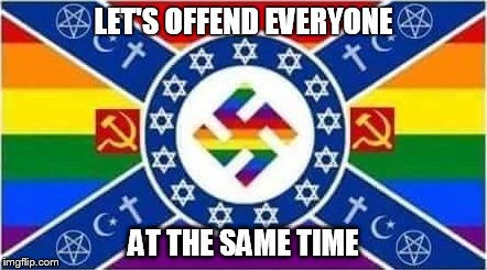 Come together | LET'S OFFEND EVERYONE; AT THE SAME TIME | image tagged in nazi,communist,jew,gay,christianity,muslim | made w/ Imgflip meme maker