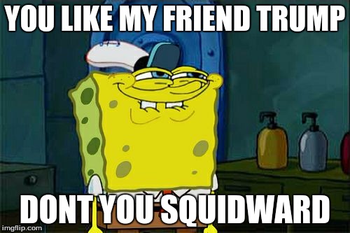 Don't You Squidward | YOU LIKE MY FRIEND TRUMP; DONT YOU SQUIDWARD | image tagged in memes,dont you squidward | made w/ Imgflip meme maker