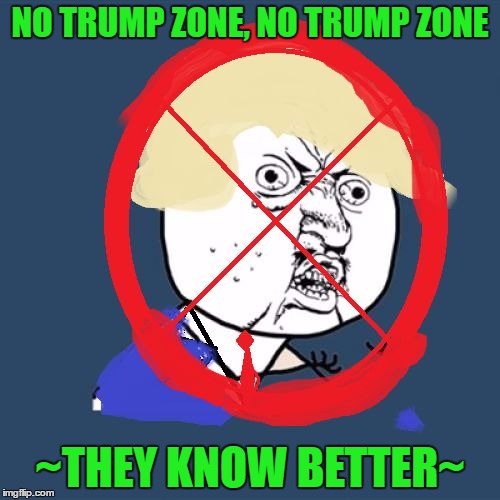 no trump zone | NO TRUMP ZONE, NO TRUMP ZONE; ~THEY KNOW BETTER~ | image tagged in no trump zone | made w/ Imgflip meme maker
