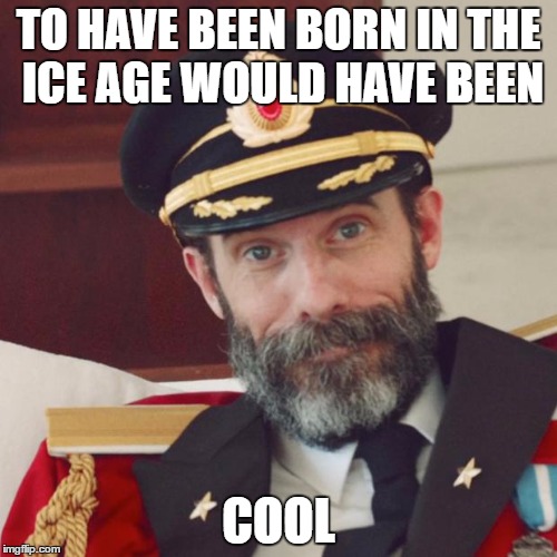 Captain Obvious | TO HAVE BEEN BORN IN THE ICE AGE WOULD HAVE BEEN; COOL | image tagged in captain obvious | made w/ Imgflip meme maker