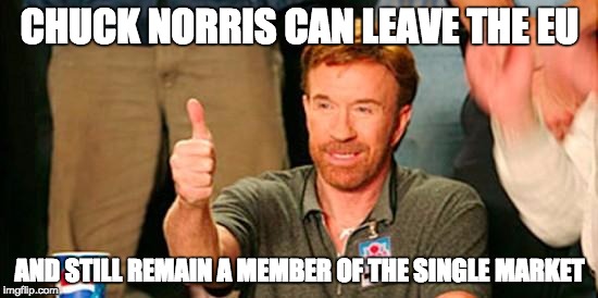 chuck norris thanks you | CHUCK NORRIS CAN LEAVE THE EU; AND STILL REMAIN A MEMBER OF THE SINGLE MARKET | image tagged in chuck norris thanks you | made w/ Imgflip meme maker