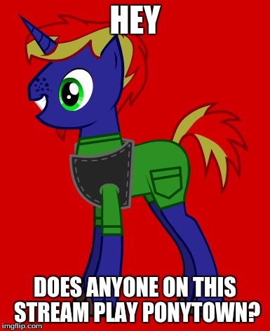 HEY; DOES ANYONE ON THIS STREAM PLAY PONYTOWN? | made w/ Imgflip meme maker