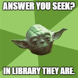 You take yoda advise | ANSWER YOU SEEK? IN LIBRARY THEY ARE. | image tagged in you take yoda advise | made w/ Imgflip meme maker