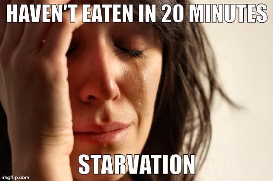 First World Problems Meme | HAVEN'T EATEN IN 20 MINUTES; STARVATION | image tagged in memes,first world problems | made w/ Imgflip meme maker