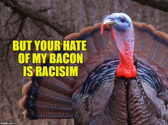 BUT YOUR HATE OF MY BACON IS RACISIM | made w/ Imgflip meme maker