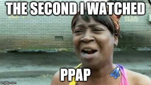 Ain't Nobody Got Time For That | THE SECOND I WATCHED; PPAP | image tagged in memes,aint nobody got time for that | made w/ Imgflip meme maker