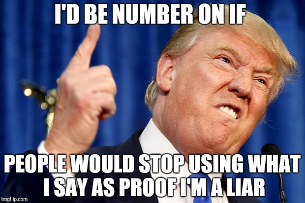 Donald Trump | I'D BE NUMBER ON IF; PEOPLE WOULD STOP USING WHAT I SAY AS PROOF I'M A LIAR | image tagged in donald trump | made w/ Imgflip meme maker