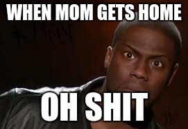 Kevin Hart Meme | WHEN MOM GETS HOME; OH SHIT | image tagged in memes,kevin hart the hell | made w/ Imgflip meme maker