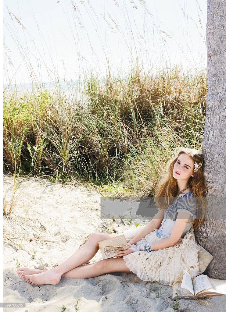 Beach reading girl Blank Meme Template