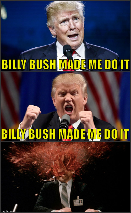 Billy Bush Made Trump Do It | BILLY BUSH MADE ME DO IT; BILLY BUSH MADE ME DO IT | image tagged in donald trump,billy bush,make donald drumpf again,trump,bad pun trump | made w/ Imgflip meme maker