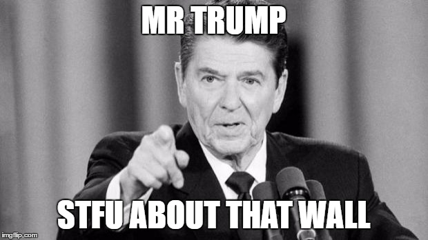 Ronald Reagan | MR TRUMP; STFU ABOUT THAT WALL | image tagged in ronald reagan | made w/ Imgflip meme maker