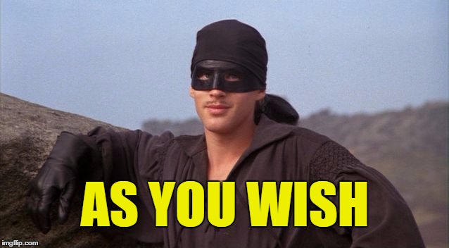 As You Wish | AS YOU WISH | image tagged in dread pirate roberts,memes,as you wish | made w/ Imgflip meme maker