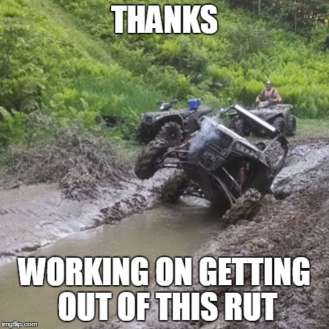 THANKS WORKING ON GETTING OUT OF THIS RUT | made w/ Imgflip meme maker