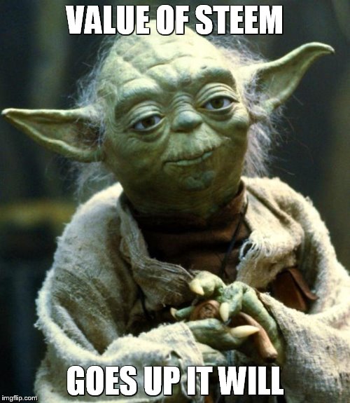 Star Wars Yoda Meme | VALUE OF STEEM; GOES UP IT WILL | image tagged in memes,star wars yoda | made w/ Imgflip meme maker