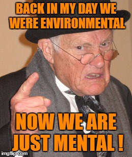 Back In My Day Meme | BACK IN MY DAY WE WERE ENVIRONMENTAL; NOW WE ARE JUST MENTAL ! | image tagged in memes,back in my day | made w/ Imgflip meme maker