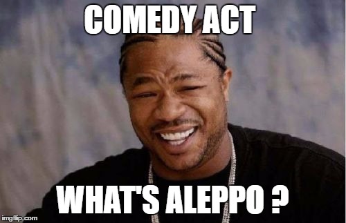 Yo Dawg Heard You Meme | COMEDY ACT WHAT'S ALEPPO ? | image tagged in memes,yo dawg heard you | made w/ Imgflip meme maker