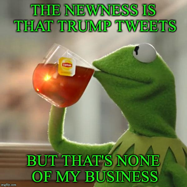 But That's None Of My Business Meme | THE NEWNESS IS THAT TRUMP TWEETS BUT THAT'S NONE OF MY BUSINESS | image tagged in memes,but thats none of my business,kermit the frog | made w/ Imgflip meme maker