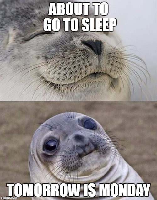 Short Satisfaction VS Truth Meme | ABOUT TO GO TO SLEEP; TOMORROW IS MONDAY | image tagged in memes,short satisfaction vs truth | made w/ Imgflip meme maker
