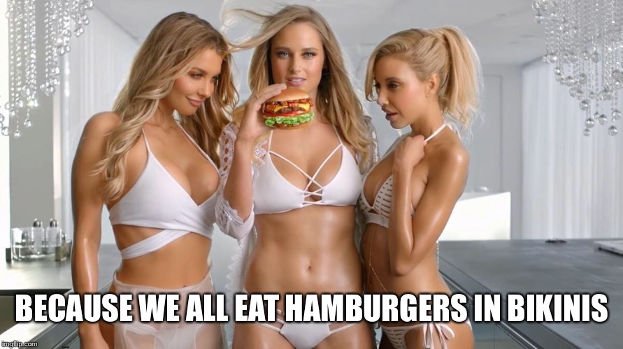 BECAUSE WE ALL EAT HAMBURGERS IN BIKINIS | made w/ Imgflip meme maker