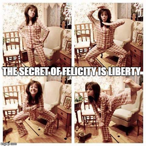 secret of felicity | THE SECRET OF FELICITY IS LIBERTY | image tagged in meme,felicity,lindsey stirling,funny | made w/ Imgflip meme maker
