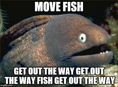 Bad Joke Eel Meme | MOVE FISH; GET OUT THE WAY GET OUT THE WAY FISH GET OUT THE WAY | image tagged in memes,bad joke eel,ludacris | made w/ Imgflip meme maker