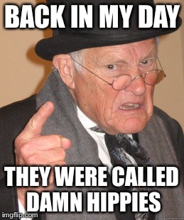 Back In My Day Meme | BACK IN MY DAY THEY WERE CALLED DAMN HIPPIES | image tagged in memes,back in my day | made w/ Imgflip meme maker