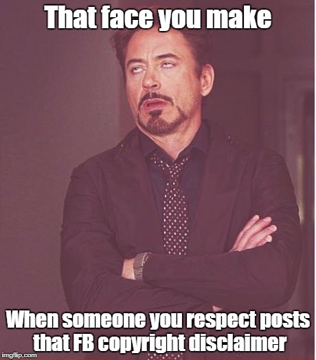 That face you make | That face you make; When someone you respect posts that FB copyright disclaimer | image tagged in that face you make | made w/ Imgflip meme maker
