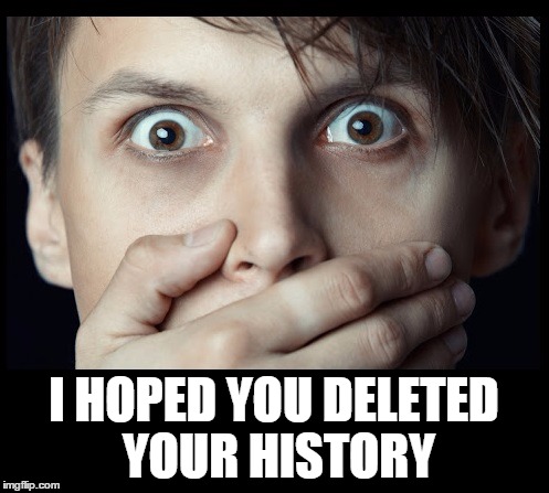 oh my | I HOPED YOU DELETED YOUR HISTORY | image tagged in oh my | made w/ Imgflip meme maker