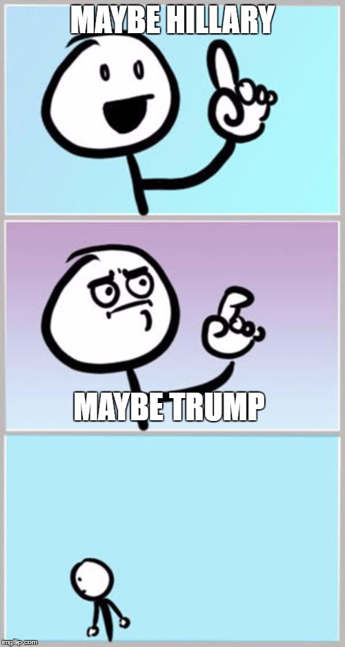 Who should I vote for? | MAYBE HILLARY; MAYBE TRUMP | image tagged in can't argue with that,memes,funny | made w/ Imgflip meme maker
