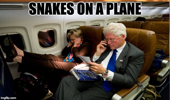 Image tagged in hillary clinton,bill clinton,snakes,plane ...