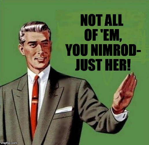 NOT ALL OF 'EM, YOU NIMROD- JUST HER! | made w/ Imgflip meme maker