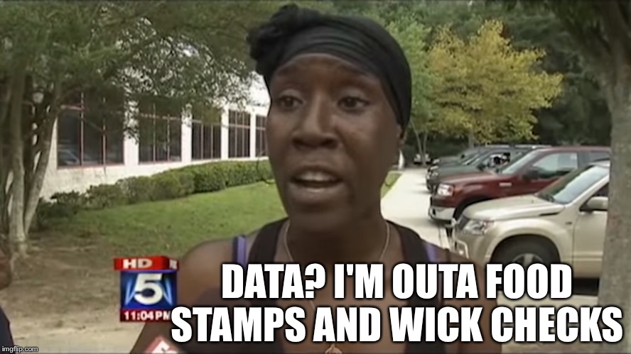 DATA? I'M OUTA FOOD STAMPS AND WICK CHECKS | made w/ Imgflip meme maker