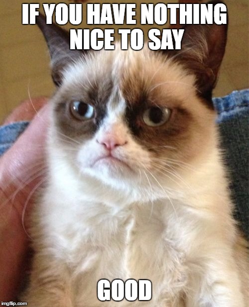 Grumpy Cat | IF YOU HAVE NOTHING NICE TO SAY; GOOD | image tagged in memes,grumpy cat | made w/ Imgflip meme maker