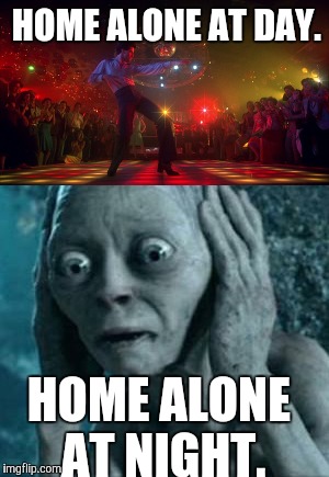 Home alone | HOME ALONE AT DAY. HOME ALONE AT NIGHT. | image tagged in memes | made w/ Imgflip meme maker