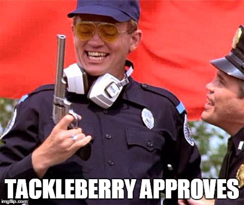 Tackleberry approves | TACKLEBERRY APPROVES | image tagged in police academy | made w/ Imgflip meme maker